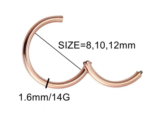 Periceing White Gold Clicker, 14-karatowe złote kolczyki Hoop OEM ODM na rocznicę