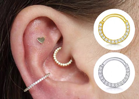 Bezszwowy zawiasowy 14K Gold Clicker 16g-40g do chrząstki tragus