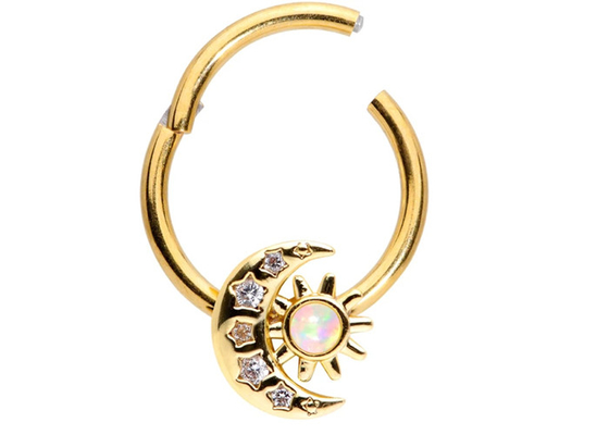Solidne 18-karatowe złoto Piercing Nose Moon Sun Shape z 0,06ct SI2 Natural Diamonds ODM