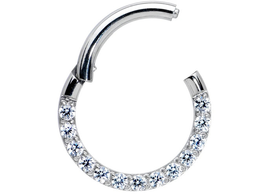 Pierścień Piercing Tragus 0,1ct diamenty, pierścień nosowy z białego złota, średnica wewnętrzna 8-15mm
