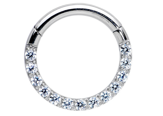 Pierścień Piercing Tragus 0,1ct diamenty, pierścień nosowy z białego złota, średnica wewnętrzna 8-15mm