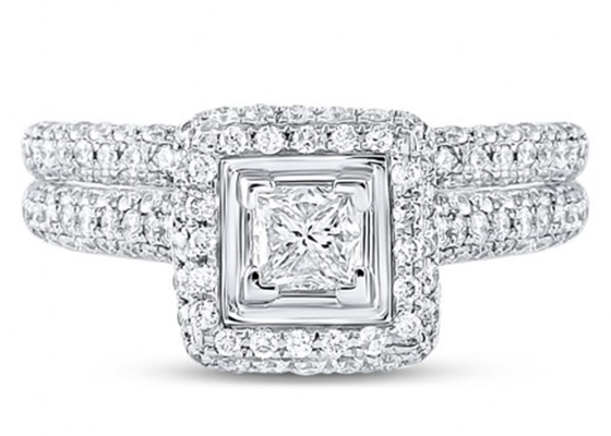 14K żółte złoto kwadratowe pierścionki z obietnicą 0,8 ct trzy kamienie