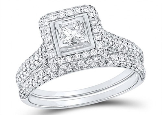 14K żółte złoto kwadratowe pierścionki z obietnicą 0,8 ct trzy kamienie