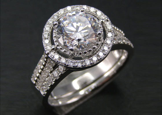 1,25 Ct Okrągłe Zestawy Obrączek Ślubnych Halo OEM dla Typu Ustawień Zaręczynowych