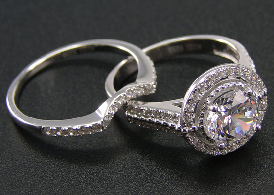 1,25 Ct Okrągłe Zestawy Obrączek Ślubnych Halo OEM dla Typu Ustawień Zaręczynowych