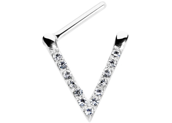 Pierścionek z przegrodą z białego złota z trójkątem OEM z diamentami o masie 0,1 ct 1,3 mm