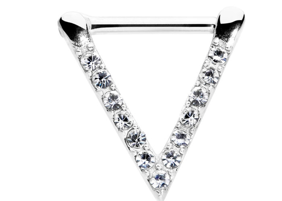 Pierścionek z przegrodą z białego złota z trójkątem OEM z diamentami o masie 0,1 ct 1,3 mm