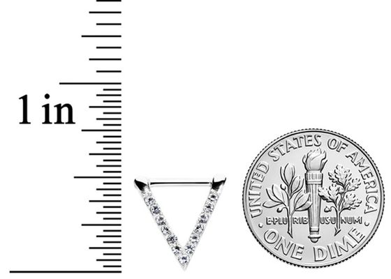 Pierścionek z przegrodą z białego złota z trójkątem OEM z diamentami o masie 0,1 ct 1,3 mm