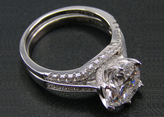 1 szt. Okrągły brylantowy pierścionek z brylantem 1,25 CT, 18-karatowy zestaw pierścionków z białego złota dla kobiet