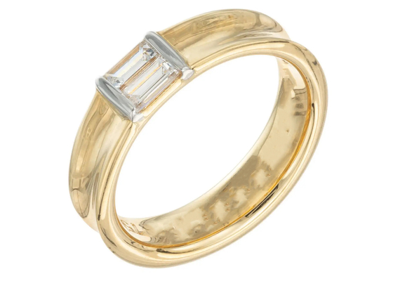 0.58ct 6x4MM Solitaire Stone 14K Solid Gold Jewelry Diamond Wedding Ring