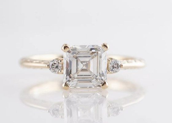Pierścionek zaręczynowy z 14K różowego złota Asscher Cut Diamond 1,29ct w stylu klasycznym