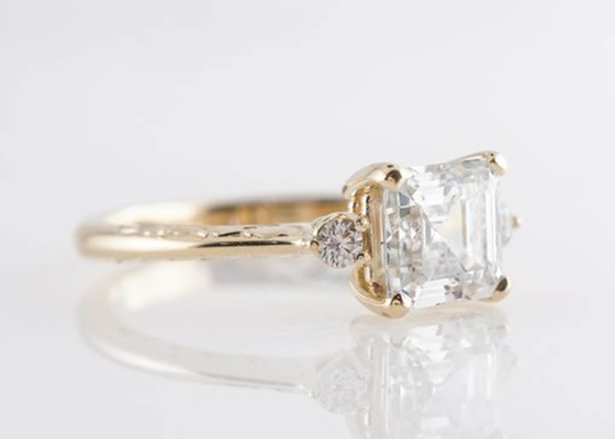 Pierścionek zaręczynowy z 14K różowego złota Asscher Cut Diamond 1,29ct w stylu klasycznym