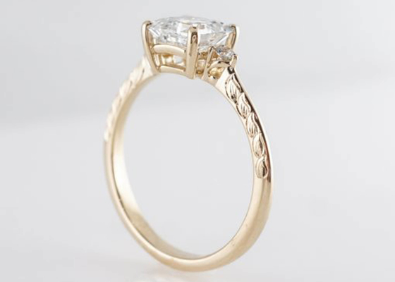 Pierścionek zaręczynowy z 14K różowego złota Asscher Cut Diamond 1,29ct w stylu klasycznym