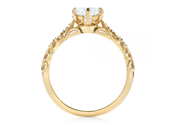 14K żółte złoto Prawdziwy diamentowy pierścionek z biżuterią w stylu vintage 6,5 mm rozmiar OEM