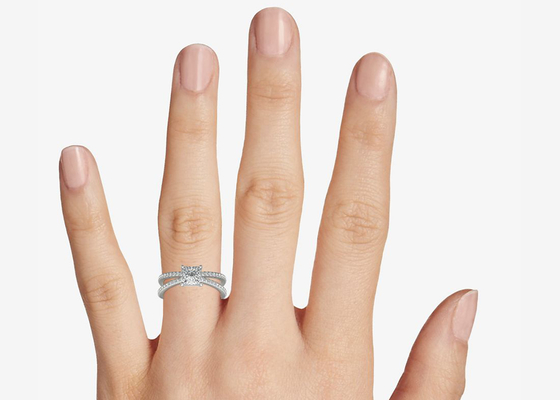0.1ct RD3.0MM Zestaw obietnicy zaręczynowej i obrączki ślubnej Waga 3,21g