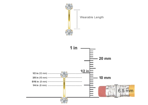 16g Diamond Gold Body Piercing Biżuteria Pierścionek 10mm 8mm Wymiar na pępek