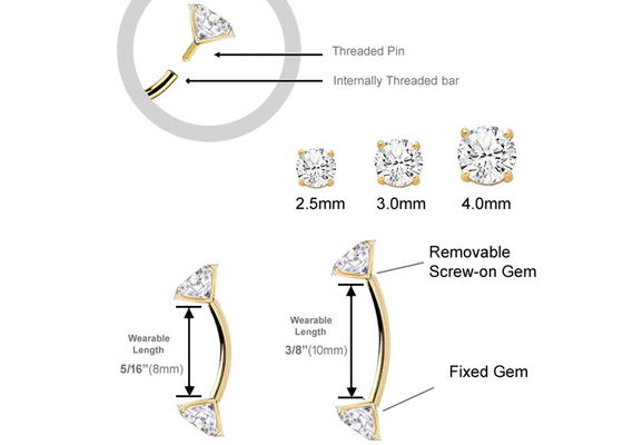 16g Diamond Gold Body Piercing Biżuteria Pierścionek 10mm 8mm Wymiar na pępek