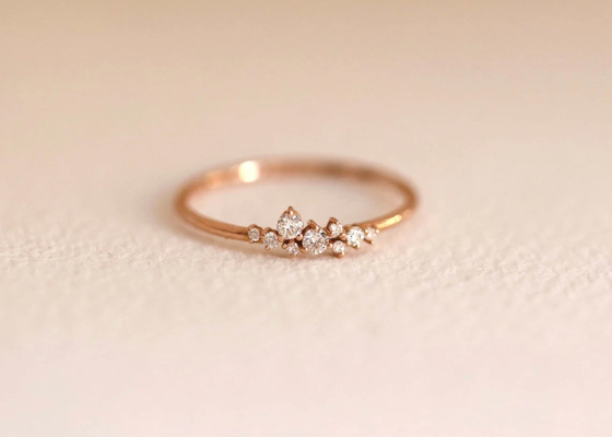 Solidny pierścionek z biżuterią z prawdziwego diamentu 14K Brilliant Cut ODM na rocznicę