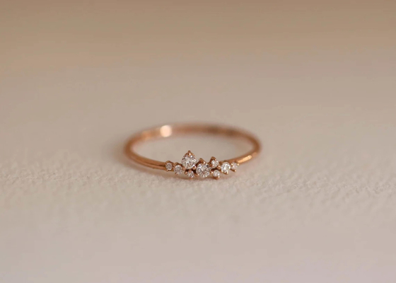 Solidny pierścionek z biżuterią z prawdziwego diamentu 14K Brilliant Cut ODM na rocznicę