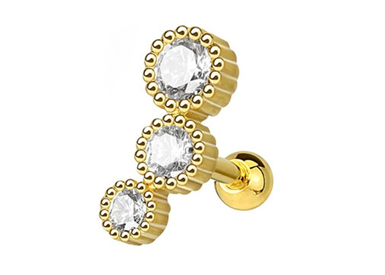 Sterylne złote kolczyki do piercingu ciała na chrząstkę Tragus Dia 3 × 3 mm ODM