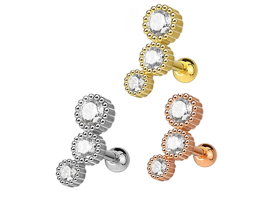 Sterylne złote kolczyki do piercingu ciała na chrząstkę Tragus Dia 3 × 3 mm ODM