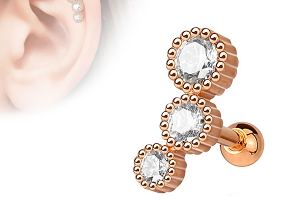 Sterylne złote kolczyki do piercingu ciała na chrząstkę Tragus Dia 3 × 3 mm ODM