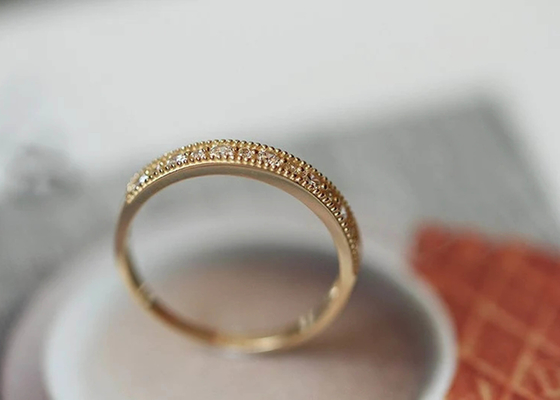 Pierścionek z biżuterią w stylu filigranowym z prawdziwym diamentem Okrągły krój 2,5 mm, rozmiar 1,3 mm