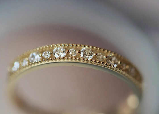 Pierścionek z biżuterią w stylu filigranowym z prawdziwym diamentem Okrągły krój 2,5 mm, rozmiar 1,3 mm