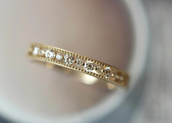 Pierścionek z biżuterią w stylu filigranowym z prawdziwym diamentem Okrągły krój 2,5 mm, rozmiar 1,3 mm