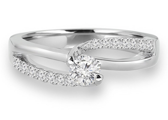 Prong Setting Round Cut Diamond Ring, 0,46 ct 5 mm diamentowy pierścionek z litego złota