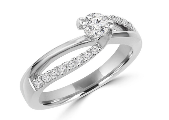 Prong Setting Round Cut Diamond Ring, 0,46 ct 5 mm diamentowy pierścionek z litego złota