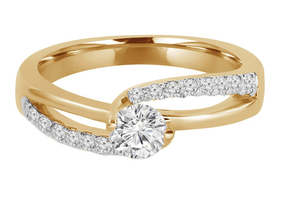 Prong Setting Round Cut Diamond Ring, 0,46 ct 5 mm diamentowy pierścionek z litego złota