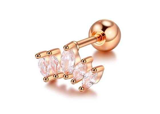 16g Korona Kształt Złoty Piercing Biżuteria Kolczyki 6mm Długość Z Mq Diamond