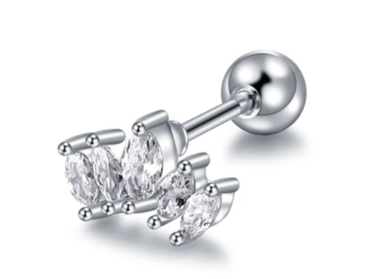 16g Korona Kształt Złoty Piercing Biżuteria Kolczyki 6mm Długość Z Mq Diamond