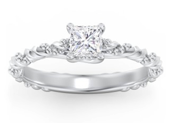 Princess Cut Prawdziwy diamentowy pierścionek z biżuterią Twisted Rope Style 6 × 6mm Rozmiar OEM