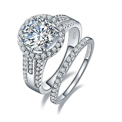 18K 14K 10k białe złoto pierścionek, 1.8CT 8mm damskie diamentowe zestawy obrączek