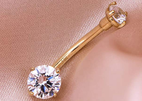 14g złota biżuteria do piercingu w pępku Dia 8mm Claw Hand Setting Type