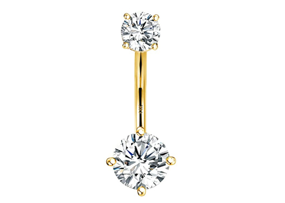 14g złota biżuteria do piercingu w pępku Dia 8mm Claw Hand Setting Type