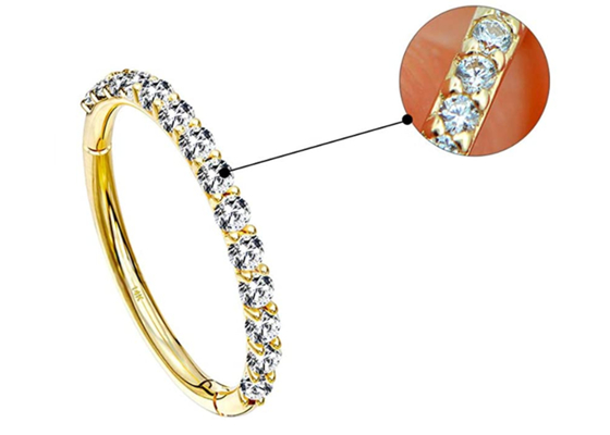Hoop Shape 16g Złote kolczyki na chrząstkę Rozmiar 1,2 × 8 mm na wesele