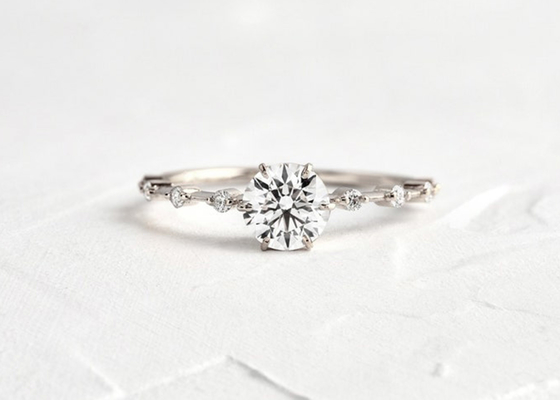 1,0-karatowe pierścionki z diamentami Moissanite, okrągłe pierścionki zaręczynowe 6,5 mm ODM