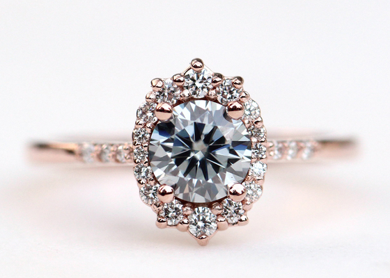 1,2 ct 1 szt. Pierścionki zaręczynowe Moissanite dla kobiet Materiał 14K z różowego złota