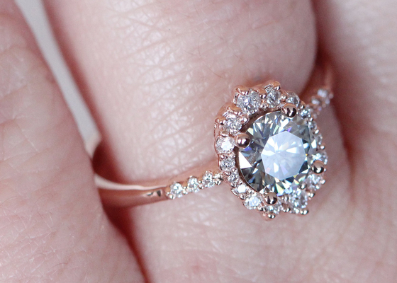 1,2 ct 1 szt. Pierścionki zaręczynowe Moissanite dla kobiet Materiał 14K z różowego złota