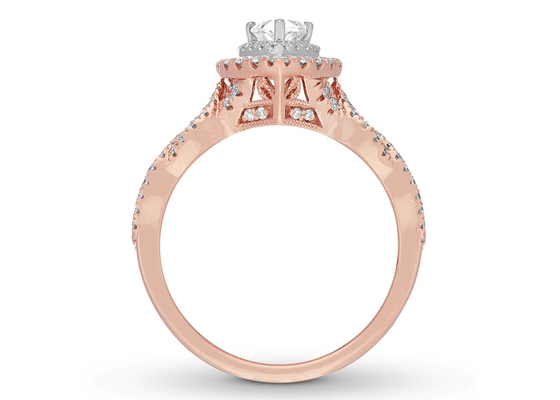 7ct 8ct 18-karatowy pierścionek z różowego złota, zestaw pierścionków zaręczynowych i ślubnych 7,0 mm cięcie gruszki