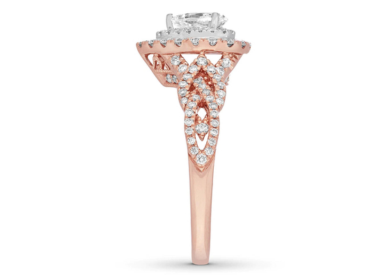 7ct 8ct 18-karatowy pierścionek z różowego złota, zestaw pierścionków zaręczynowych i ślubnych 7,0 mm cięcie gruszki