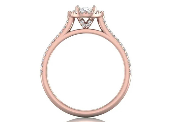 Owalny pierścionek z 18-karatowego różowego złota, diamentowy pierścionek zaręczynowy 0,50 ct 6,37 x 4,46 x 2,79 mm