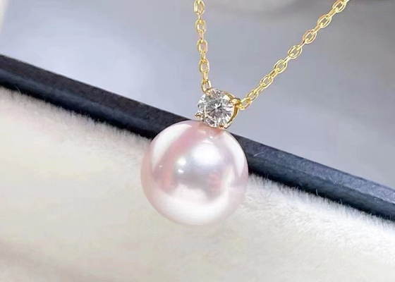 2ct pojedynczy naszyjnik z pereł słodkowodnych, 0,03ct diamentowy naszyjnik z akcentem