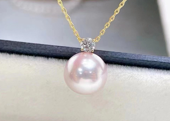 2ct pojedynczy naszyjnik z pereł słodkowodnych, 0,03ct diamentowy naszyjnik z akcentem