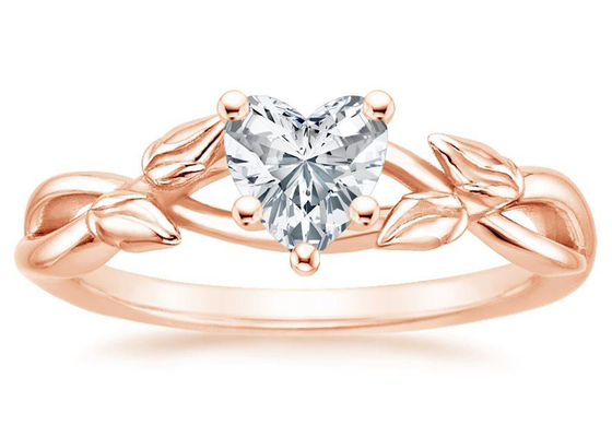 OEM Pierścień Moissanite w kształcie serca, 5,5 mm 9-karatowy pierścionek z różowego złota 0,6 karata
