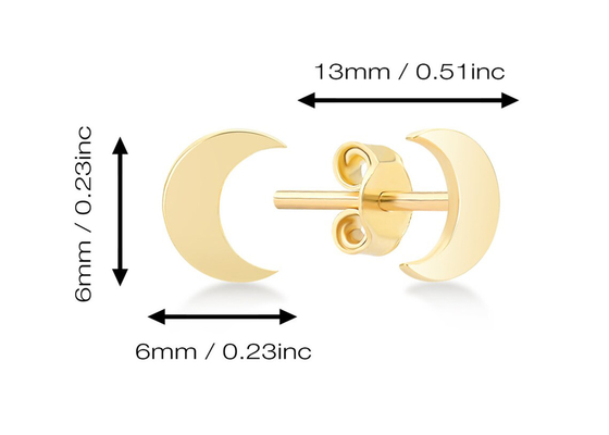 Crescent Shape 9K Złote kolczyki 6MM Wymiar ODM na prezent na imprezę
