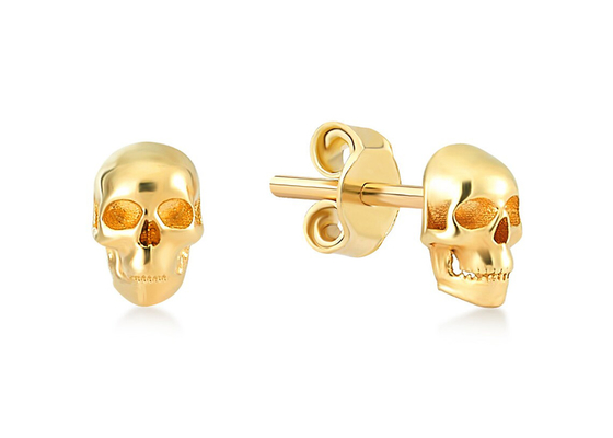 Rocznicowe złote kolczyki z czaszką 3 × 5 mm Prong Hand Setting Type ODM